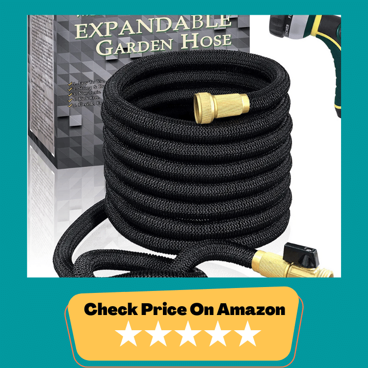 The FitLife Flexible and Expandable Garden Hose - Triple Latex Core with 3/4" Solid Brass Fittings and 8 Function Spray Nozzle, Easy Storage Kink Free Water Hose (50 FT)