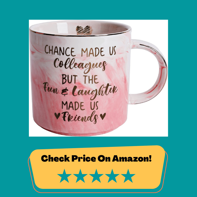 #7 Birthday Gifts for Coworker Female Friends - Best Going Away Coworkers BFF Gift for Women - Work Bestie Friend Leaving Going Away Farewell Present - Chance Made Us Colleagues - Pink 11.5oz Coffee Cup