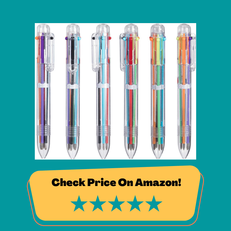 #5 Favide 22 Pack 0.5mm 6-in-1 Multicolor Ballpoint Pen,6-Color Retractable Ballpoint Pens for Office School Supplies Students Children Gift, Kids Party Favors