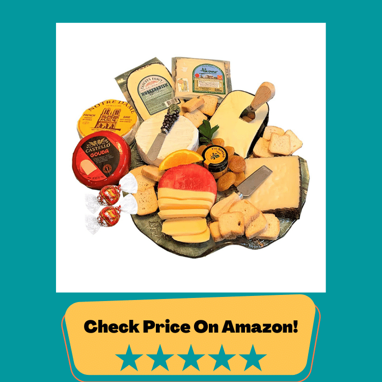 #6 GiftWorld Imported Cheese Gift Basket - Delicious Cheese Sampler with Lindt LINDOR Chocolate Truffles - Food Gift Box with Knife | Christmas Food Gifts - Birthdays, Congratulations Gifts, Sympathy, Thinking of you and Business Gifts