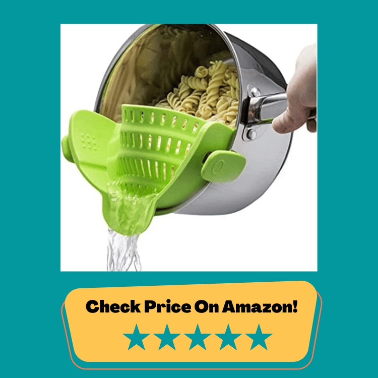 #7 Kitchen Gizmo Snap N Strain Pot Strainer and Pasta Strainer - Adjustable Silicone Clip-On Strainer for Pots, Pans, and Bowls - Kitchen Colander - Lime Green
