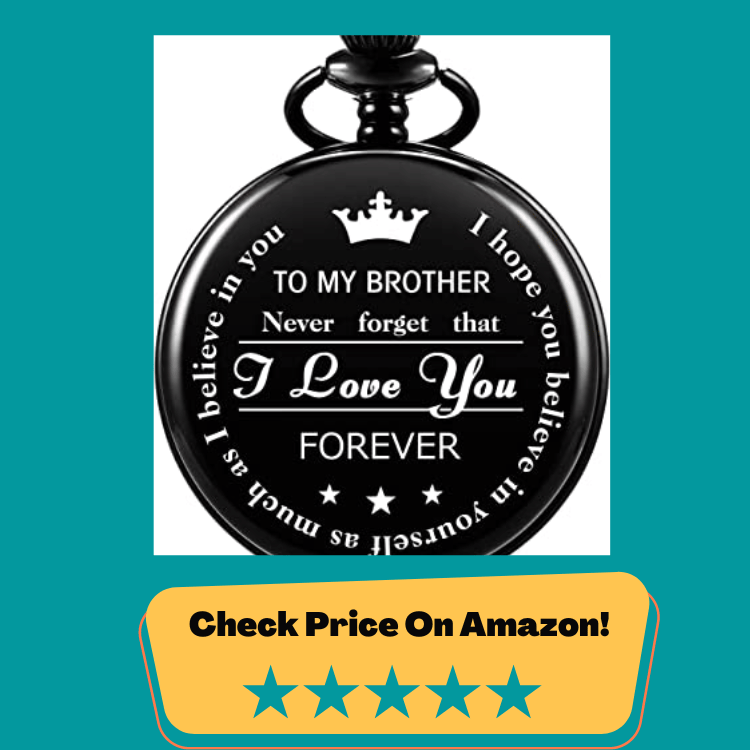 #6 Pocket Watch Men Personalized Black Chain SIBOSUN Quartz Engraved Gifts for Brother from Sister Fathers Day Graduation Gifts for Brother
