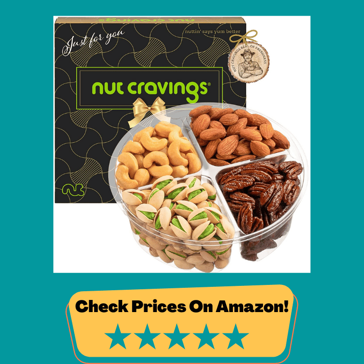 #4 Christmas Gift Basket Holiday Mixed Nuts in Black Gold Box (4 Assortments) Gourmet Food Bouquet Xmas Arrangement Platter, Birthday Care Package, Healthy Kosher Snack Tray - Families Adults Men Women