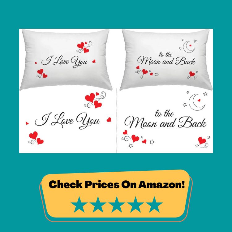 #4 Orchid & Ivy I Love You to The Moon and Back Couples Pillowcases - Romantic His and Hers Gifts for Valentines Day, Anniversary, Christmas, Long Distance Relationship - Boyfriend Girlfriend Gifts