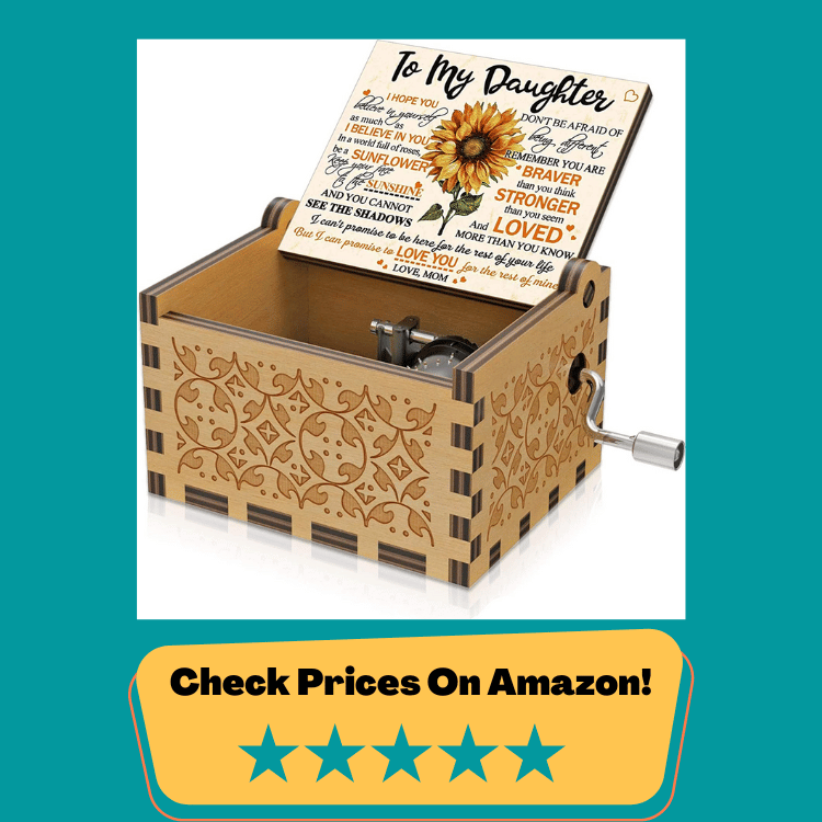 #3 Sunflower Wooden Engraved Colorful Music Box U R My Sunshine Laser Wood Musical Box Gifts from Mom to Daughter for Birthday/Christmas/Valentine's Day/Thanksgiving Day