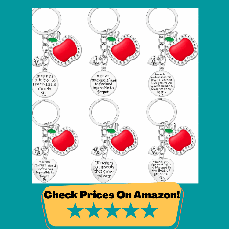 #3 Teacher Gifts for Women - 6PCS Teacher Keychain Teacher Appreciation Gifts, Thank You Gifts for Teachers, Birthday Valentine's Day Christmas Gifts for Teachers