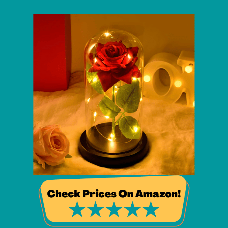 #1 Valentines Day Gifts for Her Mom,Gifts for Women from Daughter Son,Red Artificial Galaxy Flower Rose Gift w/LED Lamp in Glass Dome Birthday Gifts for Mom Wife Grandma Mothers Day Christmas Anniversary 